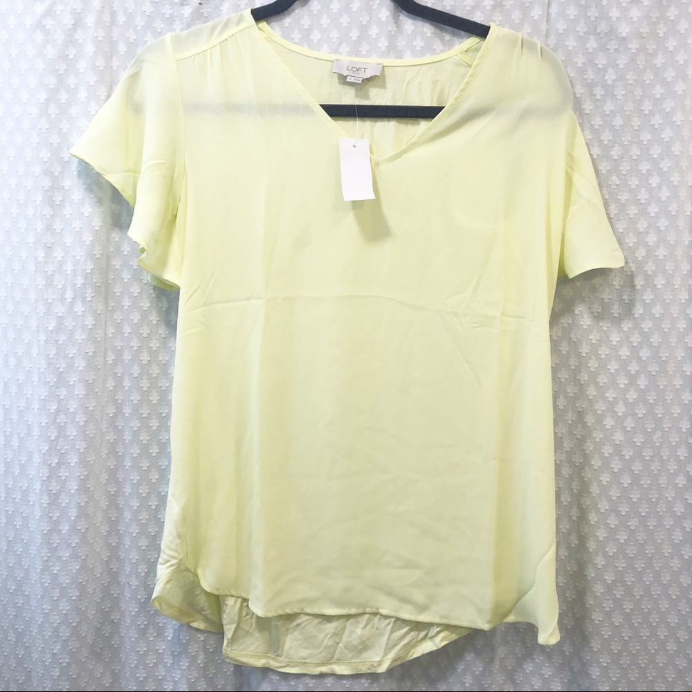 LOFT OUTLET • yellow flutter sleeve blouse XS